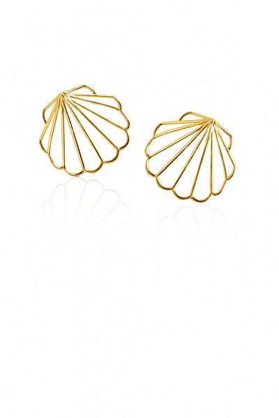 Gold plated sea scallop earrings
