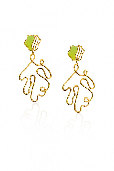 Gold plated and yellow abstract danglers