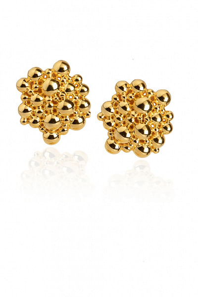 Gold plated molecule stud earrings