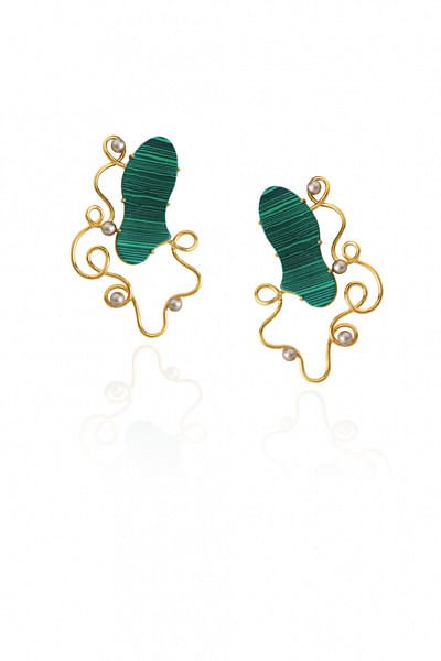 Gold plated and teal earrings