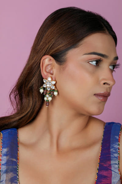 Riana Jewellery Pink and green mozzanite earrings RIANAPR26D143350