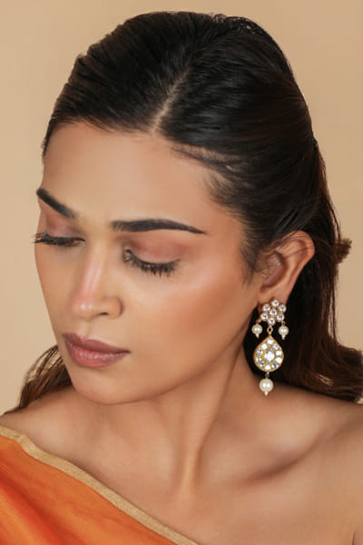 Riana Jewellery White pearl embellished earrings RIANAPR26D243468