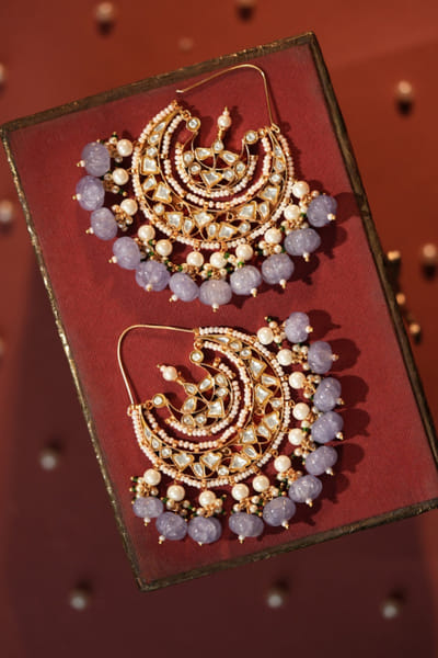 Riana Jewellery Purple beaded jadau earrings RIANAPR26D243465