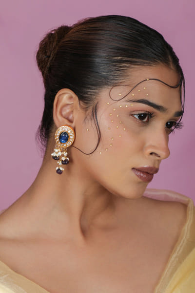 Riana Jewellery Blue stone encrusted jadau earrings RIANAPR26D143342