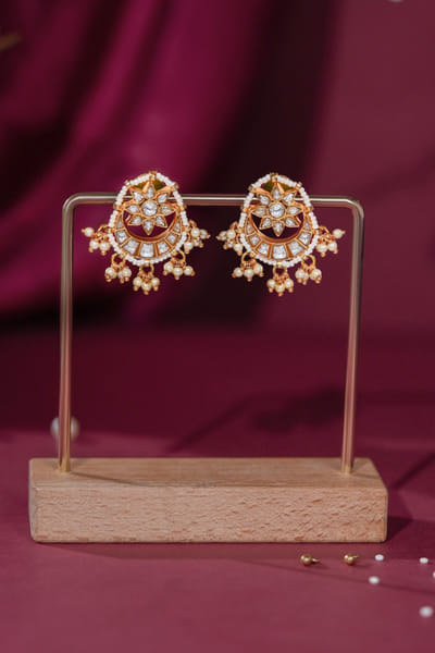 Riana Jewellery White pearl embellished stud earrings RIANAPR26D243476