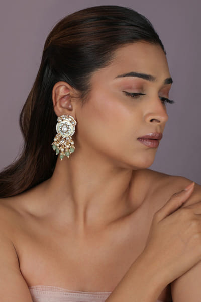 Riana Jewellery Sea green meenakari jadau earrings RIANAPR26D243479
