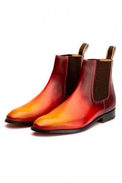 Red and orange ombre Chelsea boots