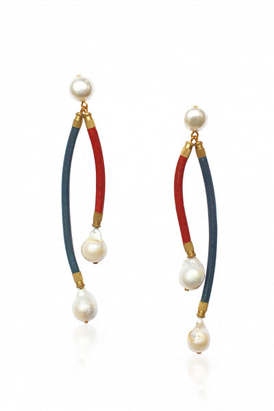 Leather and baroque pearl earrings
