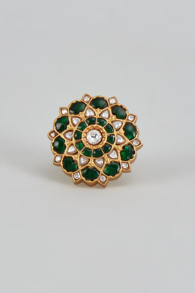 Karisa Green kundan stone embellished ring KARIMAY26D243686