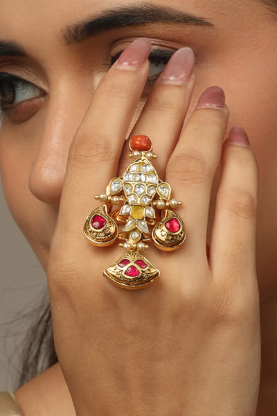 Joules by Radhika Gold embellished ring JOULAUG26D453117