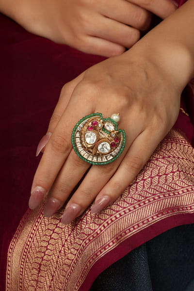Joules by Radhika Multicolour stone embellished ring JOULAUG26D453120
