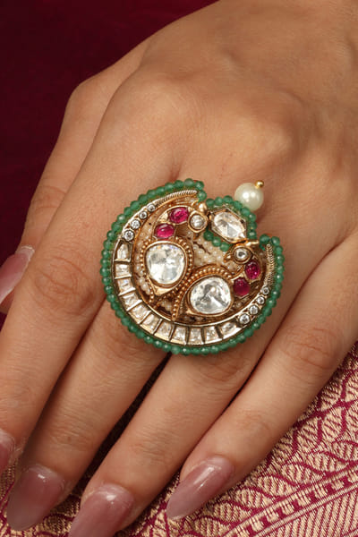 Joules by Radhika Multicolour stone embellished ring JOULAUG26D453120