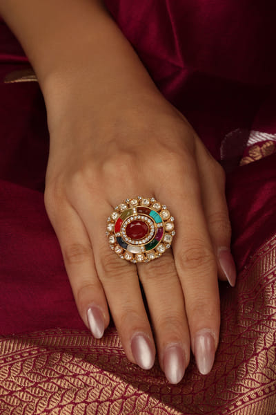 Joules by Radhika Multicolour-embellished ring JOULAUG26D453123