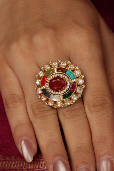 Joules by Radhika Multicolour-embellished ring JOULAUG26D453123