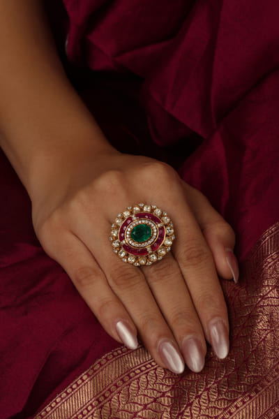 Joules by Radhika Multicolor embellished gold-plated ring JOULAUG26D453124