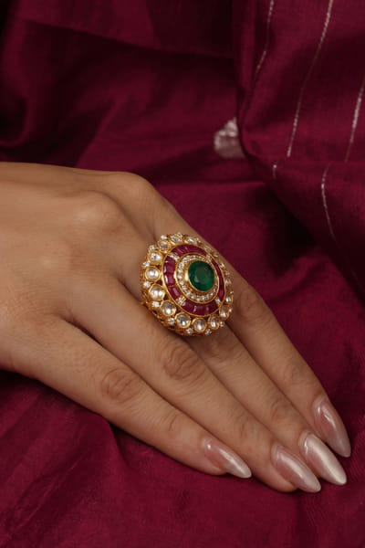 Joules by Radhika Multicolor embellished gold-plated ring JOULAUG26D453124