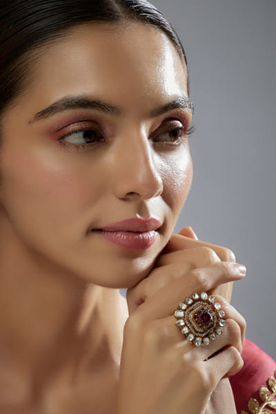 Karisa Red stone embellished ring KARIMAY26D243689