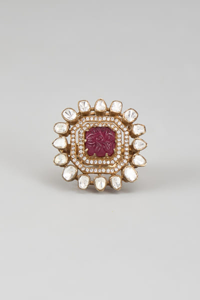 Karisa Red stone embellished ring KARIMAY26D243689