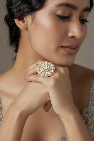 Karisa White moissanite polki-embellished ring KARIMAY26D243693