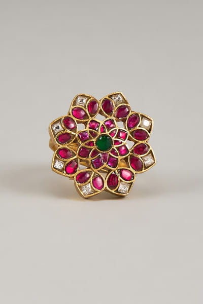 Karisa Red floral embellished ring KARIMAY26D243694