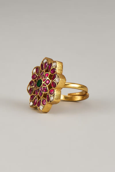 Karisa Red floral embellished ring KARIMAY26D243694