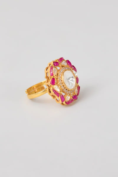 Karisa Red moissanite polki embellished ring KARIMAY26D243698