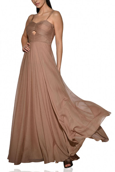 Brown embellished gown