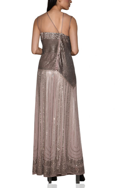 Rohit Gandhi + Rahul Khanna Mauve embellished top with trouser RGRJUN2010