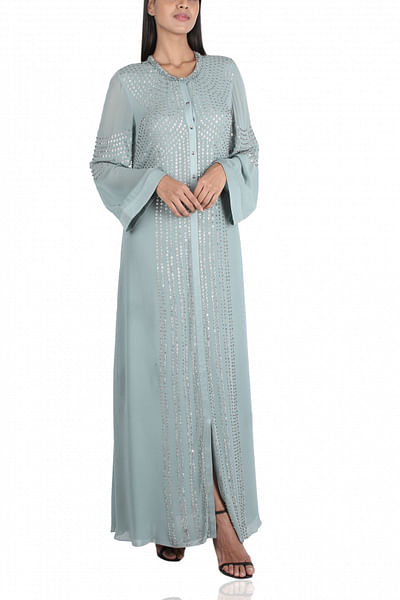 Embroidered kaftan with bell sleeves