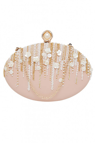 Pink pearl accented clutch