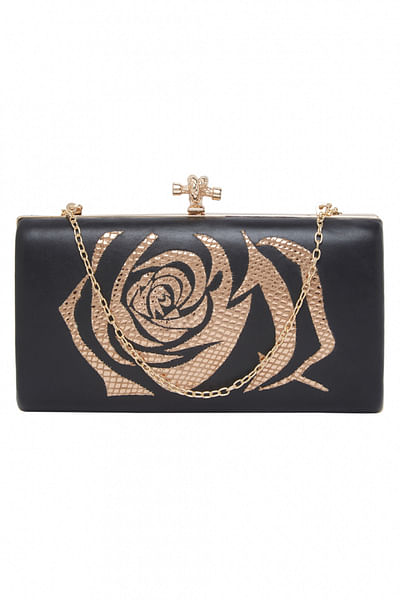 Black and gold patchwork clutch