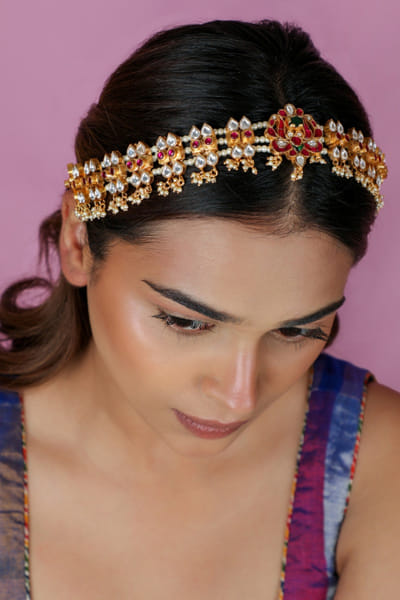 Riana Jewellery Pink and white pearl encrusted hairband RIANAPR26D243504