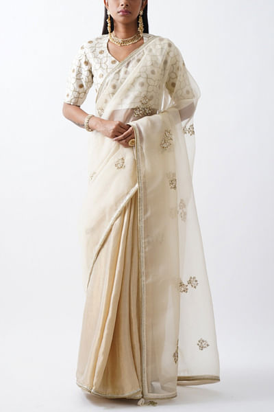 Gold benarasi sari set