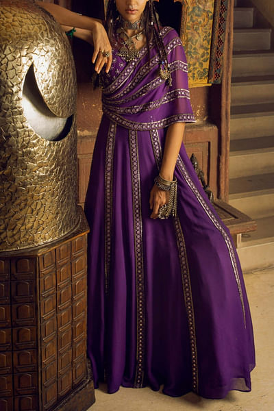Purple one shoulder gown