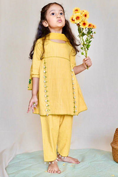 Yellow embellished kurta set
