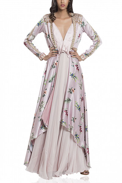 Flowy gown with embellished cape
