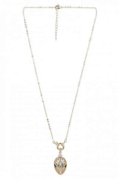 Gold stone embellished necklace