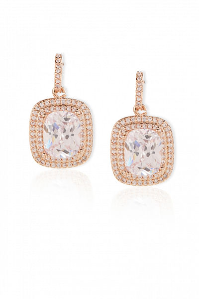 Rose gold stone embellished earrings