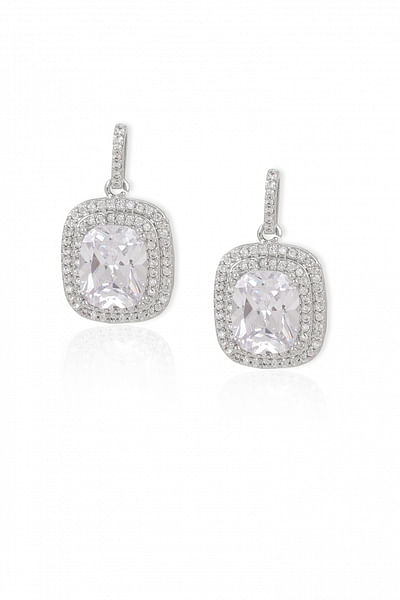 Silver stone embellished earrings