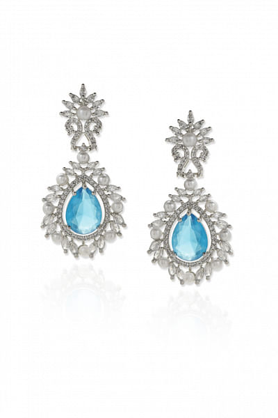 Sky blue stone embellished earrings