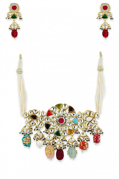 Multicolour kundan choker set