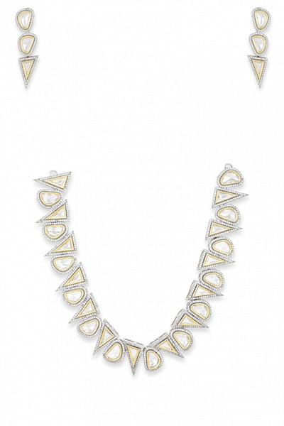 Silver diamond necklace set