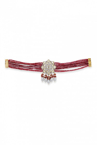 Maroon kundan choker