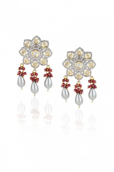 Semi precious stone floral earrings