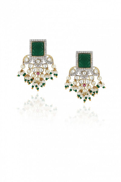 Diamond and semi precious earrings