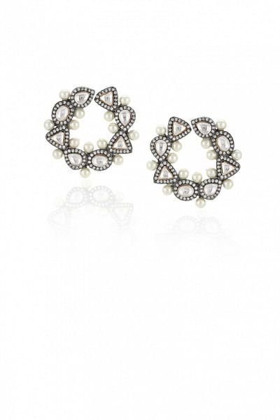 Diamond and pearl earrings