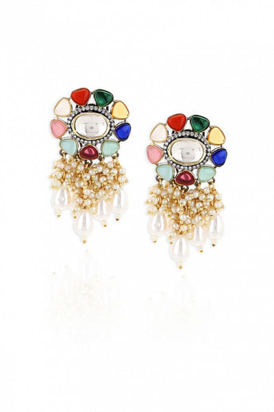 Navratna embellished drop earrings