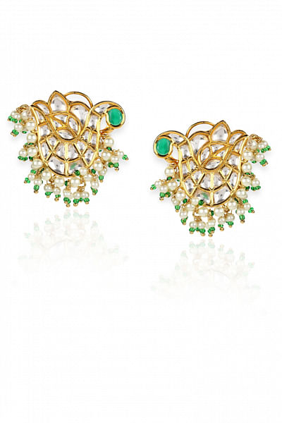 Pearl kundan studs