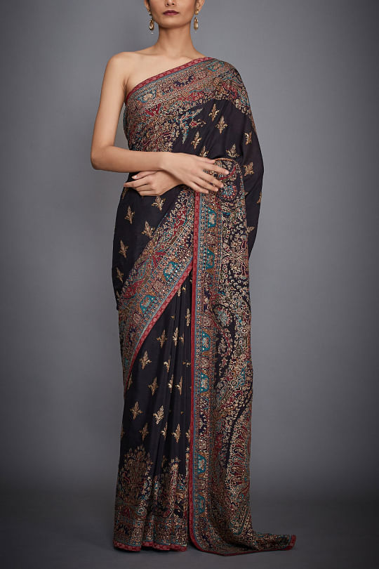 Ritu Kumar クルタセット 刺繍 レッド系 Red & Mustard Romantic Flower Floral Embroidered Suit Set