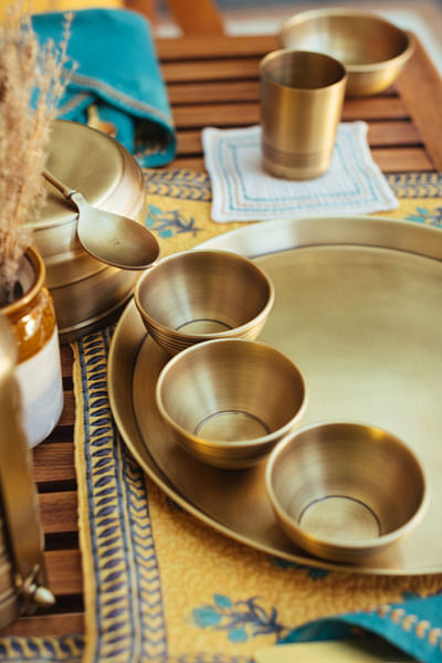 Gold brassware katori- Set of 3